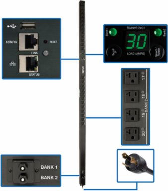 2.9kW Single-Phase Switched PDU, 24 NEMA 5-15/20R Outlets, 10 ft Cord