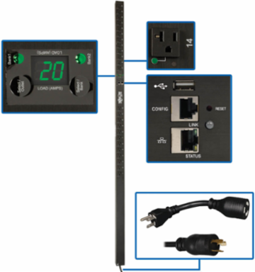 1.9kW Switched PDU, 70 Inch, 24 NEMA 5-15/20R Outlets, 10 ft Cord, TAA