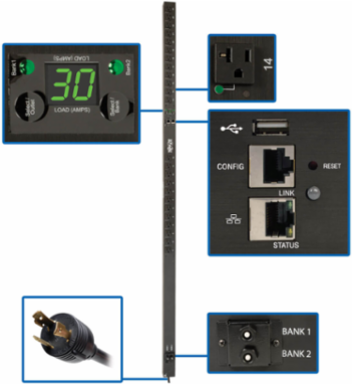 2.9kW Vertical Switched PDU, 24 NEMA 5-15/20R Outlets, 10 ft Cord, TAA Compliant