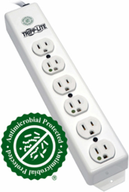 UL 1363 Medical-Grade Power Strip, 6 Hospital-Grade Outlets, 15 ft Cord