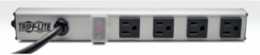 4-Outlet Power Strip, 6 Ft Cord, NEMA 5-15P, 15A Circuit Breaker, Mountable 12 Inch