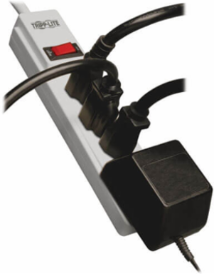 4-Outlet Power Strip with 10 ft Cord, 15A Circuit Breaker, ABS Plastic, Light Gray