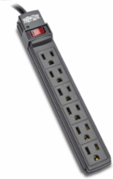 6-Outlet Power Strip with 6 ft Cord, 15A Circuit Breaker, Black