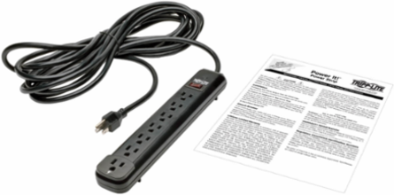 7-Outlets Power Strip with 25 ft Cord, 15A Circuit Breaker, Black