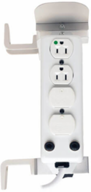 Medical-Grade Power Strip Mounting Clamp with Drip Shield, Fits 1-2.25 Inch Diameter
