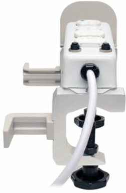 Medical-Grade Power Strip Mounting Clamp with Drip Shield, Fits 1-2.25 Inch Diameter
