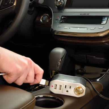 100W Ultra-Compact Car Inverter with 1 AC Outlet, 2 USB Ports, 3 Ft Cord