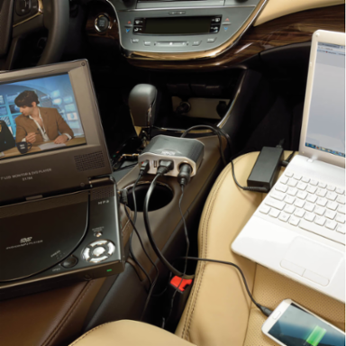 100W Ultra-Compact Car Inverter with 1 AC Outlet, 2 USB Ports, 3 Ft Cord