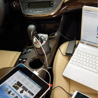 200W Ultra-Compact Car Inverter, 2 AC Outlets, 2 USB Ports, Cup Holder Design