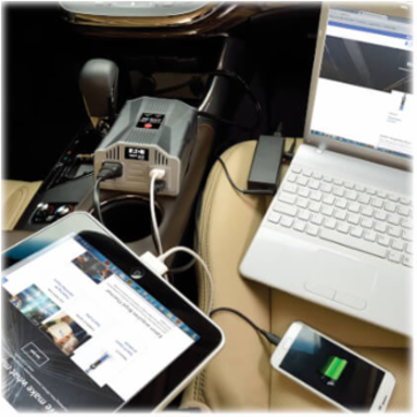 200W Ultra-Compact Car Inverter with 1 AC Outlet & 2 USB Ports