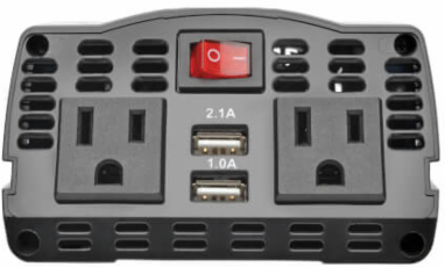 375W Ultra-Compact Car Inverter with 2 AC Outlets, 2 USB Ports, and 3 ft. Battery Cables
