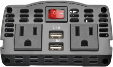 375W Ultra-Compact Car Inverter with 2 AC Outlets, 2 USB Ports, and 3 ft. Battery Cables
