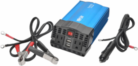 375W Ultra-Compact Car Inverter with 2 AC Outlets, 2 USB Ports, and 3 ft. Battery Cables