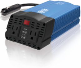 375W Ultra-Compact Car Inverter with 2 AC Outlets, 2 USB Ports, and 3 ft. Battery Cables