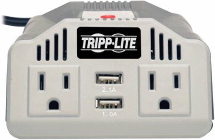 400W Ultra-Compact Car Inverter, 2 AC Outlets, 2 USB Ports, 12V DC Input