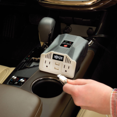 400W Ultra-Compact Car Inverter, 2 AC Outlets, 2 USB Ports, 12V DC Input