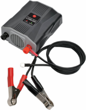 400W Ultra-Compact Car Inverter, 2 AC Outlets, 2 USB Ports, 12V DC Input