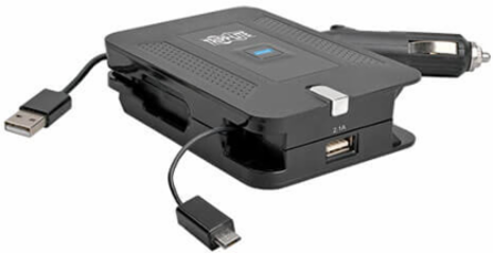 4-in-1 Ultra-Compact Inverter, 100 Watts, 2.1A USB Charging, Includes Adapters