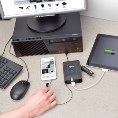 4-in-1 Ultra-Compact Inverter, 100 Watts, 2.1A USB Charging, Includes Adapters