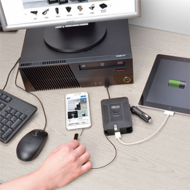 4-in-1 Ultra-Compact Inverter, 100 Watts, 2.1A USB Charging, Includes Adapters