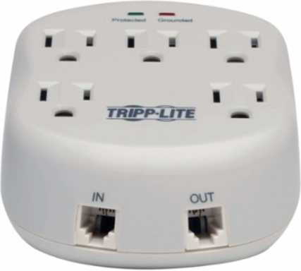 5-Outlet Surge Protector, 1080 Joules, Direct Plug-In, RJ11 Protection