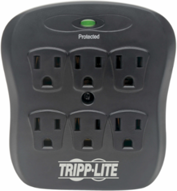 6-Outlet Direct Plug-In Surge Protector, 540 Joules, Black Casing