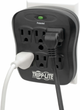 6-Outlet Direct Plug-In Surge Protector, 540 Joules, Black Casing