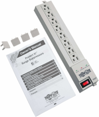 8-Outlet Surge Protector with 8-ft Cord, 1080 Joules, Right-Angle Plug