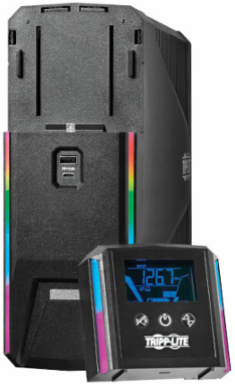 Gaming UPS Battery Backup, Pure Sine Wave, 120V, 1200VA/720W, LCD, AVR, RGB LEDs, USB Charging