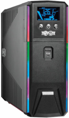 Gaming UPS Battery Backup, Pure Sine Wave, 120V, 1200VA/720W, LCD, AVR, RGB LEDs, USB Charging