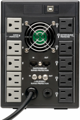 Line-Interactive UPS, 1500VA/900W, Tower, 10 Outlets, Data-saving USB
