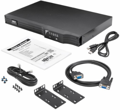 UPS Battery Backup, Line-Interactive, 500VA/300W, 120V, 6 Outlets, Network Card, 1U Rack/Tower