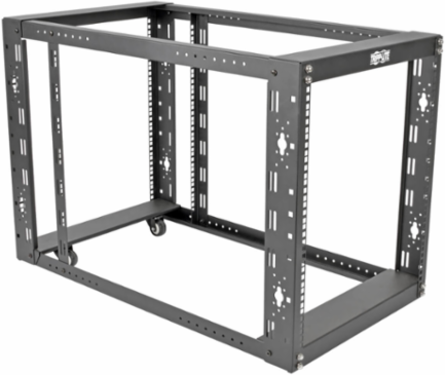 12U Open Frame Rack, 36 Inch Deep, 1000 lb Capacity, Black Steel