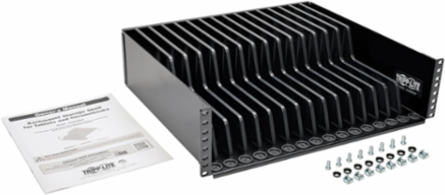 3U Rack-Mount Storage Shelf for 16 Devices, 4.88 x 18.88 x 15.81 Inch