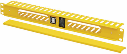 Horizontal Cable Manager, Finger Duct with Cover, 1U, Yellow