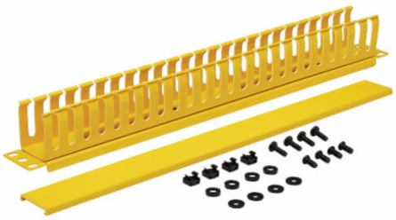 Horizontal Cable Manager, Finger Duct with Cover, 1U, Yellow