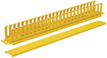 Horizontal Cable Manager, Finger Duct with Cover, 1U, Yellow