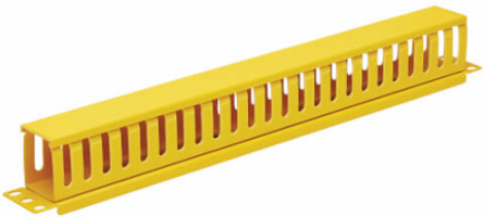 Horizontal Cable Manager, Finger Duct with Cover, 1U, Yellow