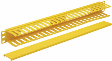 Horizontal Cable Manager, Finger Duct with Cover, 1U, Yellow