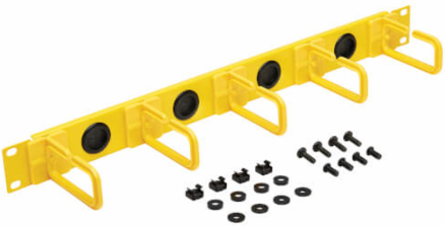 Horizontal Cable Manager, Flexible Rings, 1U, Yellow/Black