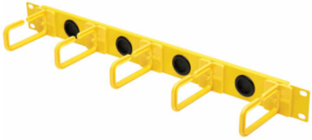 Horizontal Cable Manager, Flexible Rings, 1U, Yellow/Black