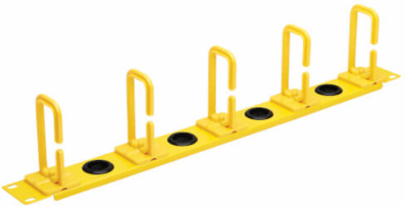 Horizontal Cable Manager, Flexible Rings, 1U, Yellow/Black
