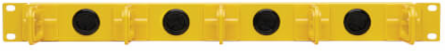 Horizontal Cable Manager, Flexible Rings, 1U, Yellow/Black