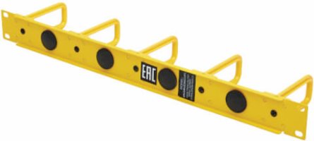 Horizontal Cable Manager, Flexible Rings, 1U, Yellow/Black
