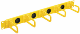 Horizontal Cable Manager, Flexible Rings, 1U, Yellow/Black