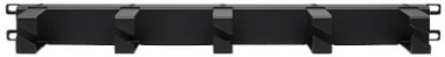 Horizontal Cable Manager, Metal Rings, 1U, Black