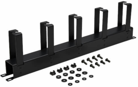 Horizontal Cable Manager, Metal Rings, 1U, Black