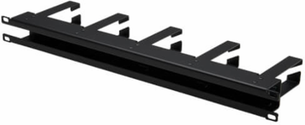 Horizontal Cable Manager, Metal Rings, 1U, Black