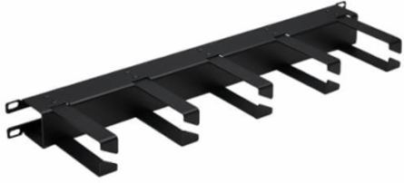 Horizontal Cable Manager, Metal Rings, 1U, Black