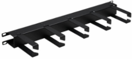 Horizontal Cable Manager, Metal Rings, 1U, Black
